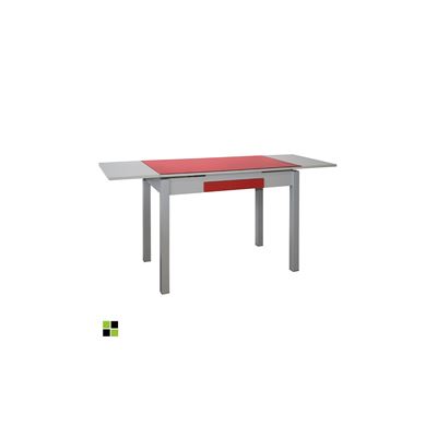 Momma Home Rojo Mesa De Cocina Rectangular Extensible Tetra De Cristal 100X60x76cm