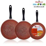Set Juego 3 Sartenes Magefesa Toscana Terracota 18-20-24 cm, inducción, antiadherente GRANITO libre de PFOA