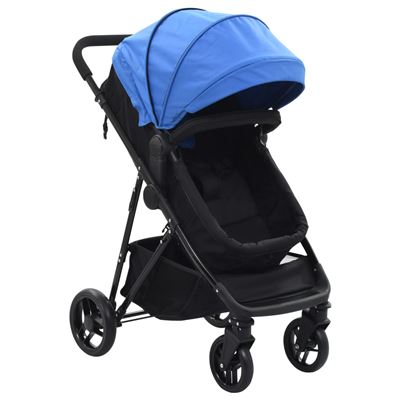 Cochecitosilla Vidaxl De bebé 2 en 1 acero azul y negro