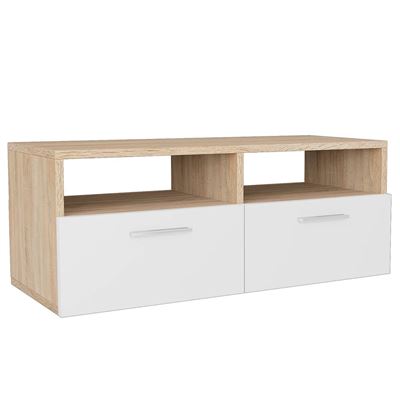 Mueble Para La Televisión Vidaxl Aglomerado Blanco Y Roble Cm