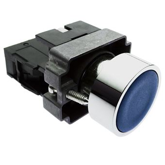 Pulsador de enganche BeMatik 22mm 400V 10A con bloqueo azul
