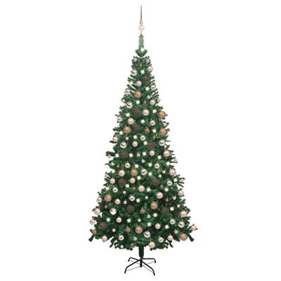 Medio árbol de Navidad artificial LED vidaXL bolas L verde 240 cm