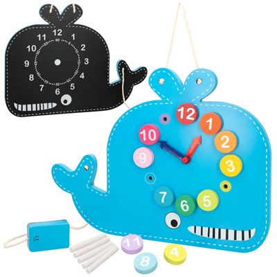 Ballena reloj y pizarra de madera - Play & Learn