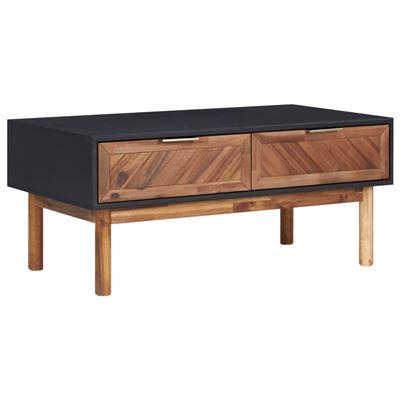 Vidaxl Negro/Marrón/Oscuro Mesa De Centro Madera Maciza De Acacia Y Mdf Y 90X50x40 Cm
