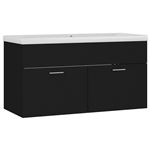 Mueble con lavabo vidaXL aglomerado negro 90x38,5x46 cm