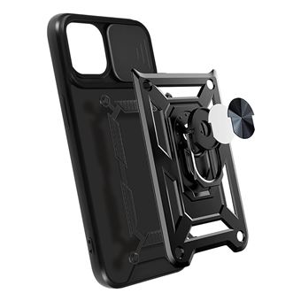 Funda rígida iPhone 13 Pro Max con protector de cámara metal (negro) 