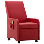 Sillón de masaje reclinable de cuero sintético rojo