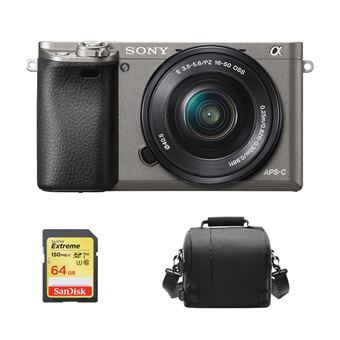 Sony A6000 Grey KIT SEL 16-50MM F3.5-5.6 OSS Negro + SD 64GB + Bolsa - 1