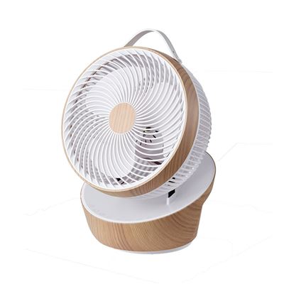 Ventilador De Sobremesa Fabrilamp Dc Petirrojo Regulable Con Mando A Distancia 25w 12 Velocidades Blanco Y Madera