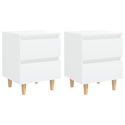 Vidaxl Blanco Mesitas De Noche 2 Uds Madera Pino 40X35x50cm