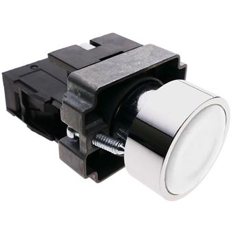Pulsador de enganche BeMatik 22mm 400V 10A con bloqueo blanco