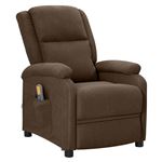 Sillón vidaXL de masaje reclinable de tela marrón