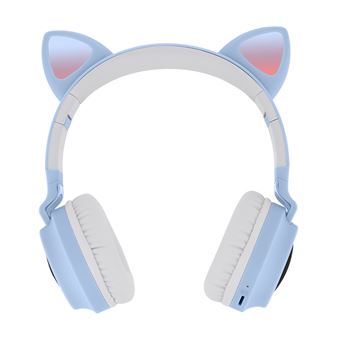 Cascos Estéreo Bluetooth 5.0 Diseño Gatito con Luces Autonomía 12H Violeta - 1