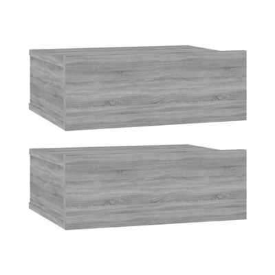 Vidaxl Gris Mesita De Noche Flotante 2 Uds Madera Sonoma 40X30x15cm