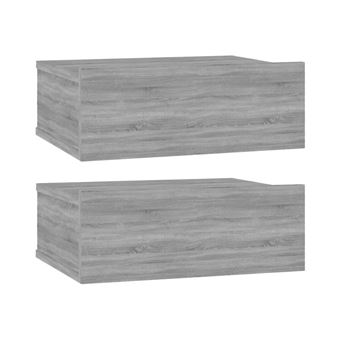 Mesita de noche flotante 2 uds vidaXL madera gris Sonoma 40x30x15cm,  Pequeño mobiliario, Los mejores precios