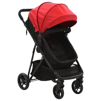 Cochecitosilla Vidaxl De bebé 2 en 1 acero rojo y negro carrito