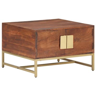 Vidaxl Marrón Mesa De Centro Madera Maciza De Acacia Miel 67X67x45cm