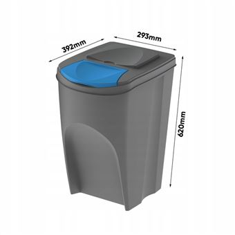 Juego de 3 cubos de reciclaje 105L Prosperplast Sortibox de plastico en  color gris