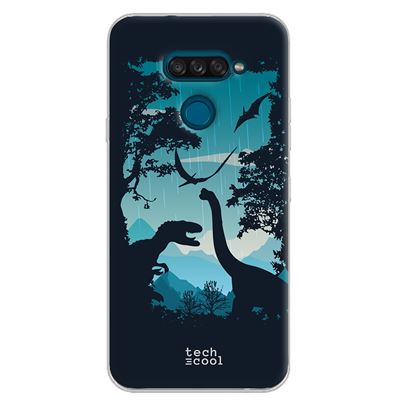 Funda de silicona TechCool para LG K50S Diseño pelicula Jurassic world dinosaurios fondo azul