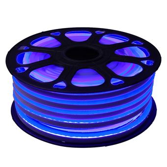 Tira LED NEON flexible 25m, Color luz azul 12VDC 8 * 16mm, corte 2,5cm, 120 led/m SMD2835