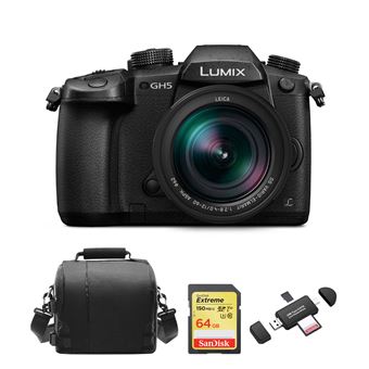 Panasonic DMC-GH5 Negro KIT 12-60mm F2.8-4.0 ASPH Negro + SD 64Go + Bolsa + Memory Card Reader