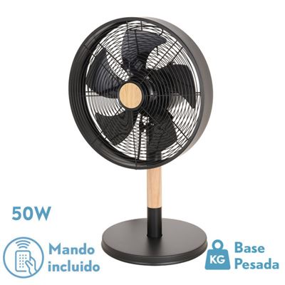 Ventilador De Sobremesa Fabrilamp Falcon Negro/haya 45w Oscilante