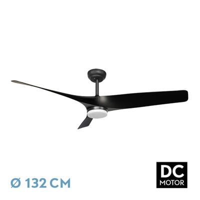 Ventilador De Techo Fabrilamp Led Niger Regulable Con Control Remoto 22w 3cct 2180lm Ip20 Ø132cm Negro