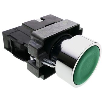 Pulsador de enganche BeMatik 22mm 400V 10A con bloqueo verde
