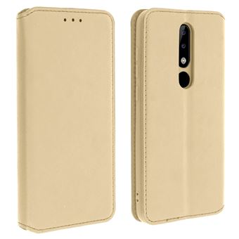 Funda Nokia 5.1 Plus libro billetera F. Soporte - Dorado - 1