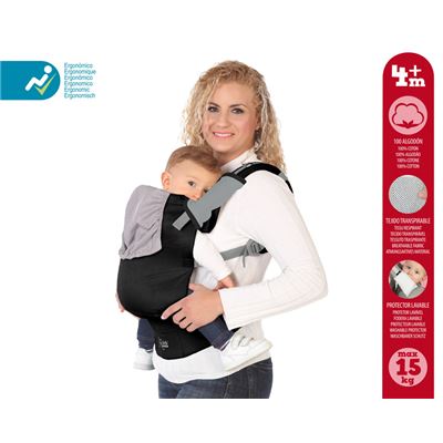 Kiokids Mochila Multiposiciones ajustable de porteo en transpirable negro