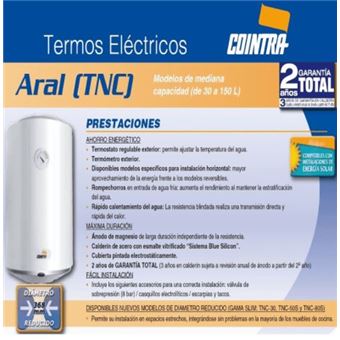 TERMO ELECTRICO 100 LITROS ARAL COINTRA TNC PLUS 100