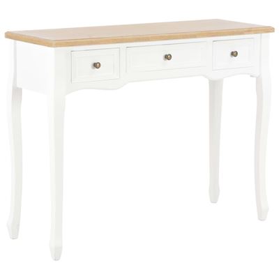 Vidaxl Blanco Mesa Consola Tocador Con 3 Cajones
