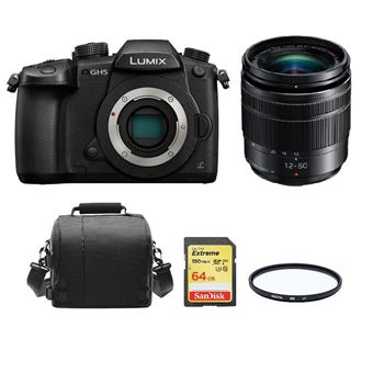 Panasonic DMC-GH5 Negro KIT 12-60mm F3.5-5.6 ASPH O.I.S Negro + SD 64Go + Bolsa + HOYA UX UV 58mm Filter