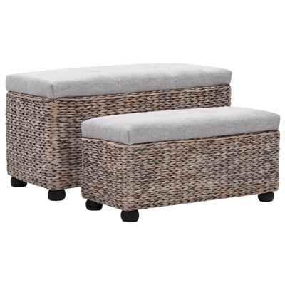 Vidaxl Gris Juego De Bancos 2 Piezas Hierba Marina