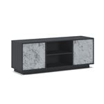 Mueble TV Skraut Home 140 con 2 puertas salón comedor Modelo marmol estructura gris grafito puertas marmol blanco mate