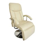 Sillón vidaXL de masaje de cuero sintético blanco crema