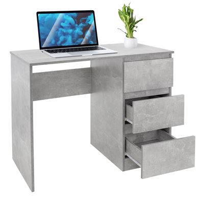 Ml-Design Gris Escritorio Con 3 Cajones Mesa De Trabajo