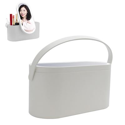 Espejo Con Luces Led Dam Especial Maquillaje Con Caja Organizadora De Maquillaje Portátil Blanco