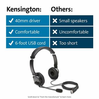 Auriculares con Micrófono Kensington K97601WW Supraaurales Negro - 1
