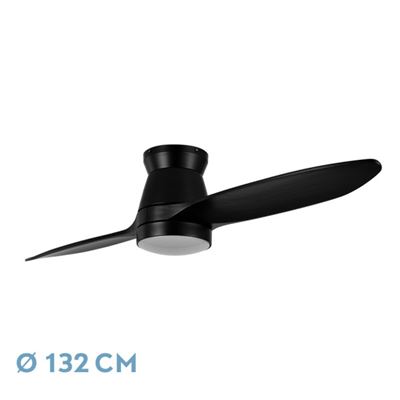 Ventilador De Techo Fabrilamp Led Nordic Regulable Con Control Remoto 24w 3cct 2400lm Ip20 Ø132cm Negro