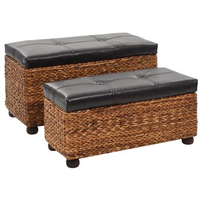 Vidaxl Marrón Juego De Bancos 2 Piezas Hierba Marina