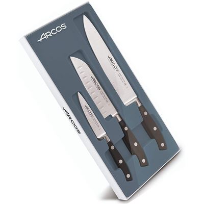 Juego Cuchillos Cocina 3 Pzas Arcos Riviera Negro
