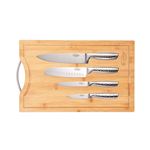 Set cocina San Ignacio Origen 4 Cuchillos de Acero Inoxidable + Tabla de Cortar Bambú 40 x 25 cm