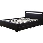 Cama LED NICO 140 × 190 cm, Negro