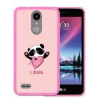 Funda LG K4 2017 - K8 2017 Silicona Gel Flexible WoowCase Oso Panda y Corazón Love - Rosa