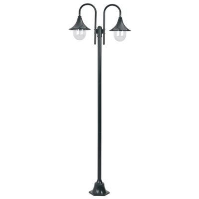 Farola de jardín vidaXL 2 luces aluminio 2 oscuro E27 220 cm