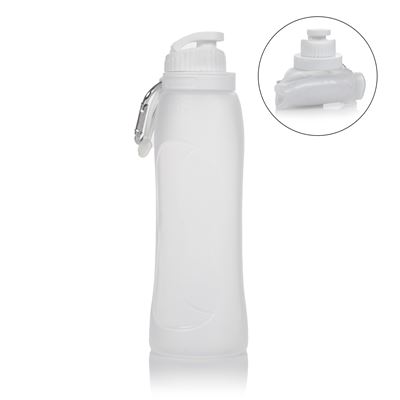 Botella Plegable Enrollable De 500ml, De Silicona De Grado Alimenticio. Con Mosquetón. Dam Transparente