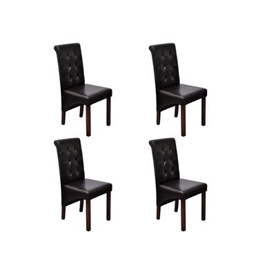 Vidaxl Marrón Sillas De Comedor 4 Unidades Cuero Sintético