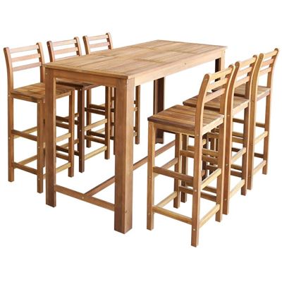 Set mesa de bar y sillas vidaXL 7 piezas madera de acacia maciza