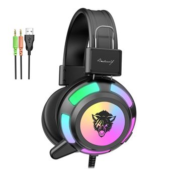 Auriculares Gaming RGB para PC con micro incorporado y luz LED DAM V8 Negro - 1